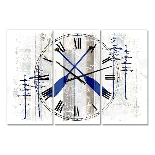 Designart The Blue Moose Oars Oversized Cottage 3 panel Wall Clock